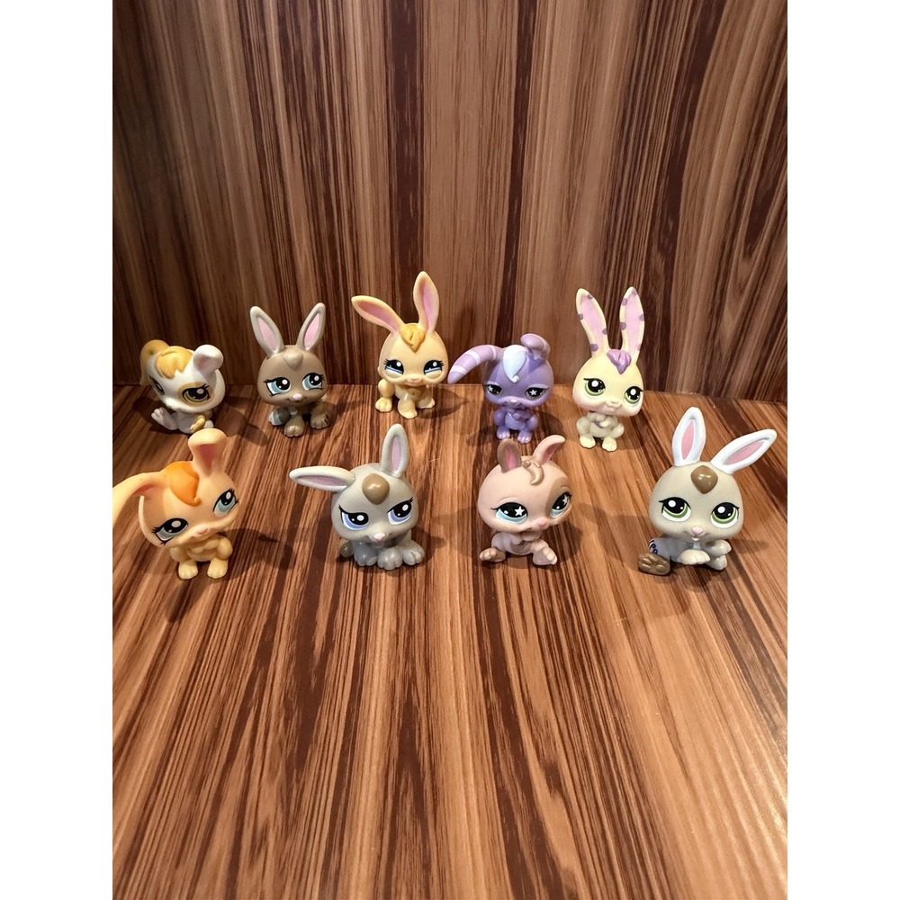 Littlest Pet Shop LPS Lot of 9 Rabbits Bunniesโ Hasbro Mixed Authentic Figures